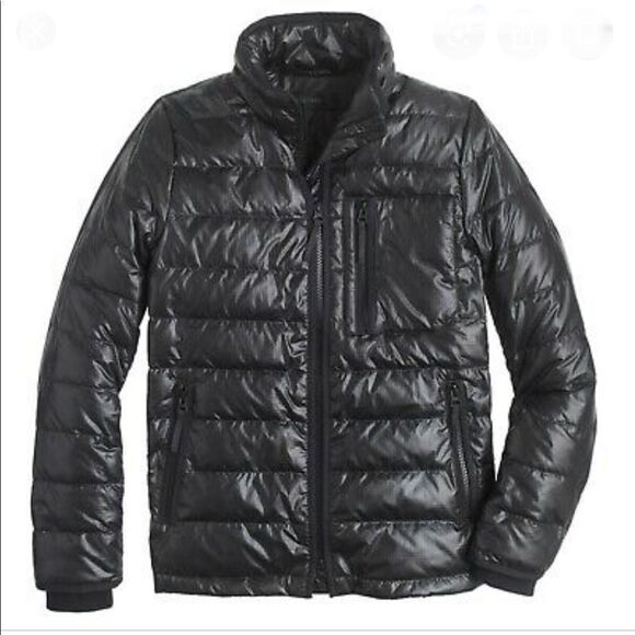 J. Crew Black Thin quilted Puffer winter jacket Large packable - Picture 8 of 8